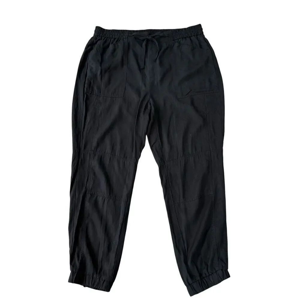 Banana Republic Ankle Jogger Pants Womens Black Tapered 100% Lyocell sz L